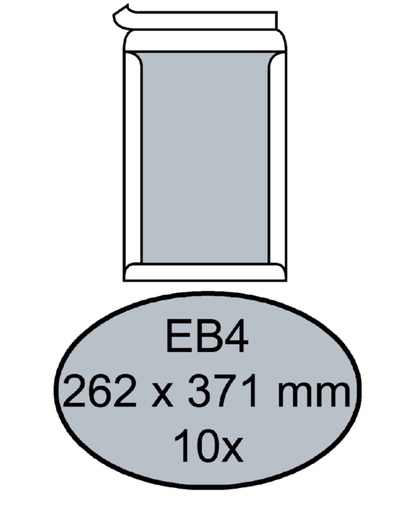 [181065] Enveloppe Quantore dos carton EB4 262x371mm autocollante blanc 10 pièces