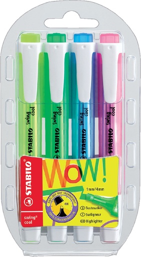 [635274] Surligneur STABILO Swing Cool 275/4 assorti étui 4 pièces