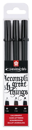 [791010] Set calligraphie Sakura Pigma 3 largeurs noir