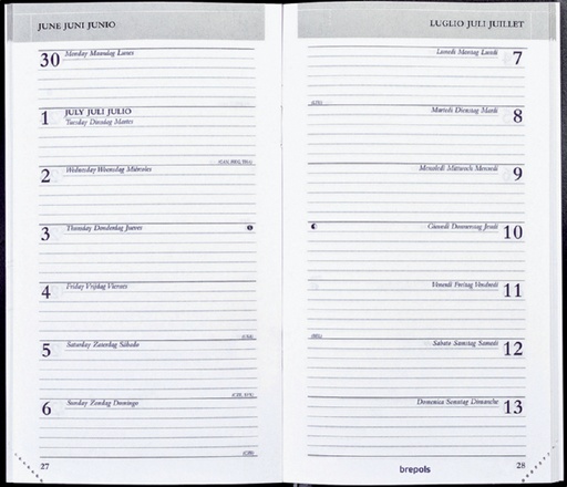 [900154] Agenda 2025 Brepols Breplan Seta 7dagen/1pagina assorti zwart bordeaux blauw