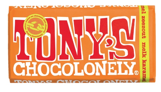 [891878] Chocolade Tony''s Chocolonely melk karamel zeezout reep 180gr