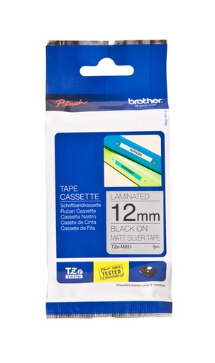 [930208] Ruban de lettrage Brother P-Touch TZe-M931 metallic12mm noir sur argent métallisé