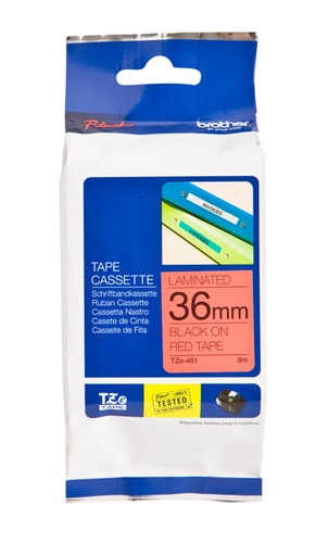 [930202] Labeltape Brother P-touch TZe-461 standaard 36mm zwart op rood