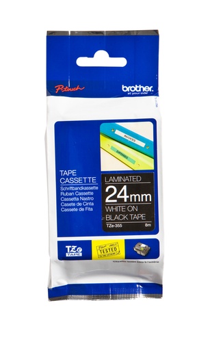 [930198] Labeltape Brother P-touch TZe-355 standaard 24mm wit op zwart