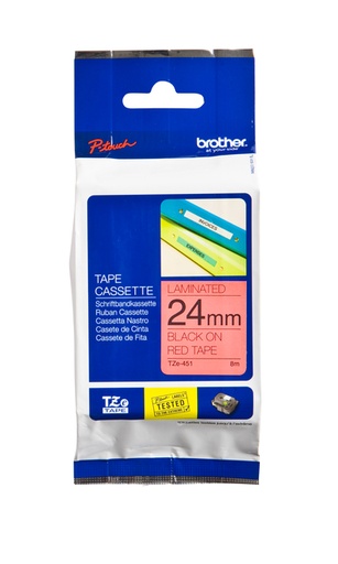 [930201] Ruban de lettrage Brother P-Touch TZe-451 standard 24mm noir sur rouge