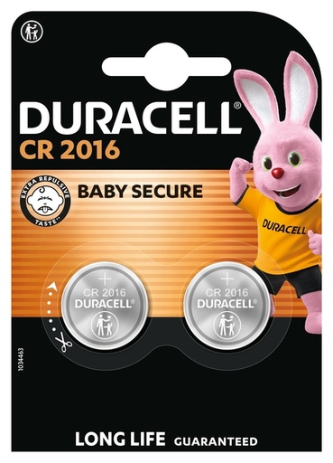 [413634] Pile bouton Duracell 2x CR2016 lithium Ø20mm 3V-90mAh
