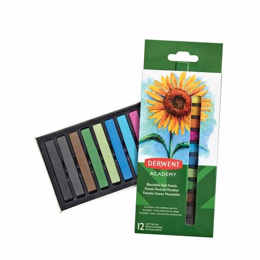 [640681] Pastelkrijt Derwent Academy zacht blister à 12 stuks assorti