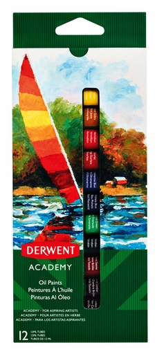 [142411] Peinture à l'huile Derwent Academy blister 12 tubes de 12ml asssorti