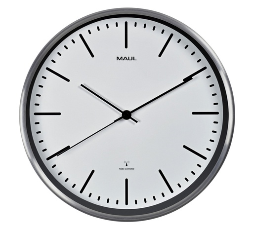 [890686] Wandklok MAUL Fly RC Ø305x45mm aluminium frame wit incl. batterij