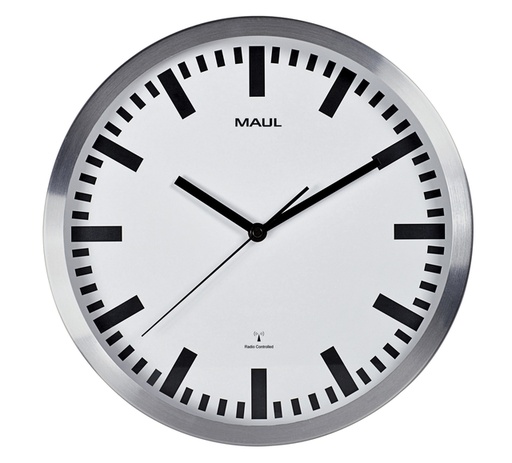[890688] Wandklok MAUL Pilot RC Ø305x45mm aluminium frame wit incl. batterij