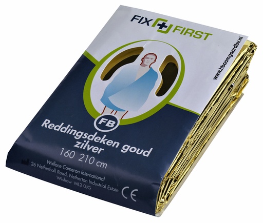 [892564] Couverture de sauvetage FixFirst 160x210cm argentée/dorée
