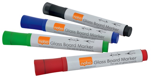 [631047] Marqueur Nobo tableau en verre assorti 4 pièces