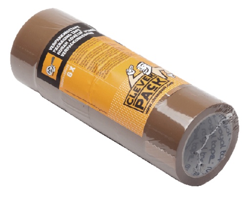 [803531] Verpakkingstape CleverPack 48mmx66m bruin PP seal à 6 rollen