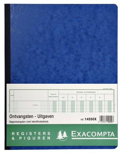 [010402] Registre Piqure recettes journalières 320x250mm 80 feuilles bleu (NL)