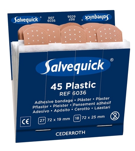 [892578] Pleister Salvequick navulling plastic 6 kaarten à 45 stuks 6036