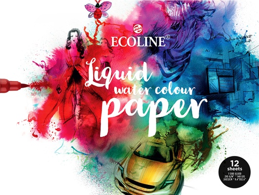 [580041] Papier aquarelle Talens Ecoline 12 feuilles 290g blanc 240x320mm