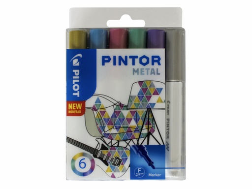 [631602] Verfstift Pilot Pintor metallic fijn assorti etui à 6 stuks