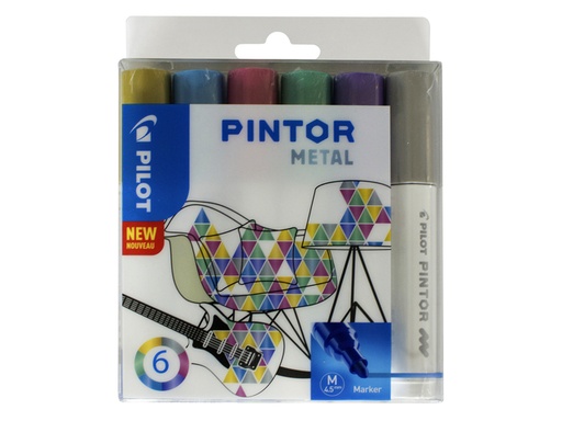 [631606] Feutre PILOT Pintor Métalllic Medium assorti étui 6 pièces