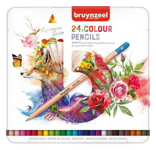 [640068] Crayon de couleur Bruynzeel Expression boîte métal 24 couleurs
