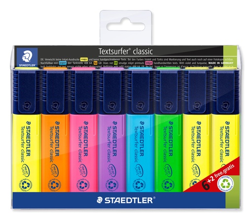 [635232] Markeerstift Staedtler 364 Textsurfer assorti 6 stuks + 2 geel gratis