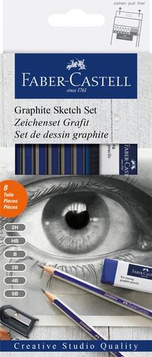 [640096] Crayons Faber-Castell 6 duretés inclus taille-crayon et gomme