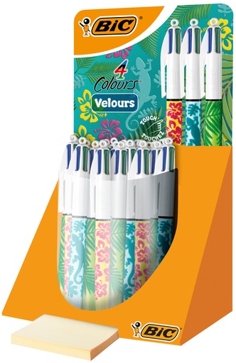 [965627] Stylo bille Bic 4 couleurs Velours assorti