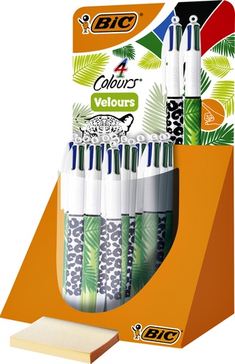 [965627] Stylo bille Bic 4 couleurs Velours assorti