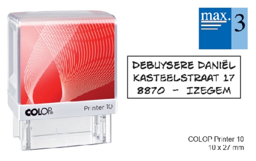 [351019] Tekststempel Colop Printer 10 personaliseerbaar 3regels 27x10mm