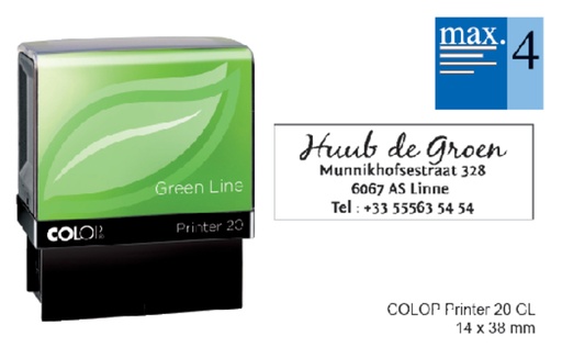 [350850] Cachet à Formules Colop 20 Green Line personnalisable vert