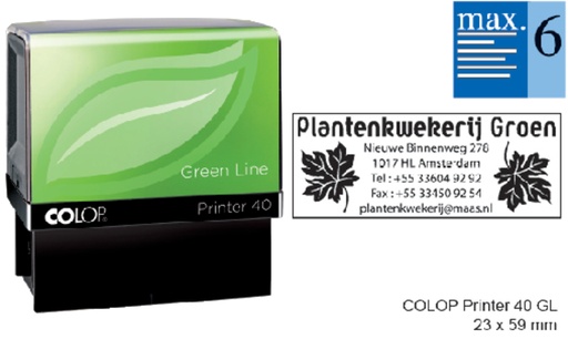 [350852] Cachet à Formules Colop Printer 40 Green Line personnalisable vert