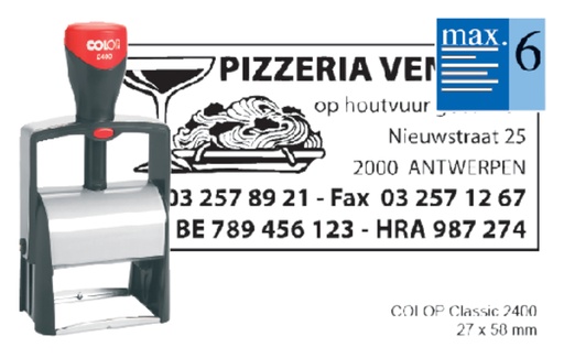 [350841] Cachet à Formules Colop Heavy Duty 2400 Classic Line personnalisable rouge