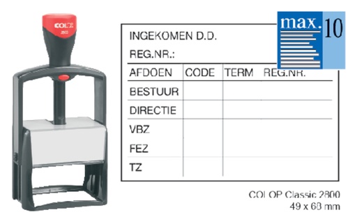 [350843] Cachet à Formules Colop Heavy Duty 2800 Classic Line personnalisable rouge
