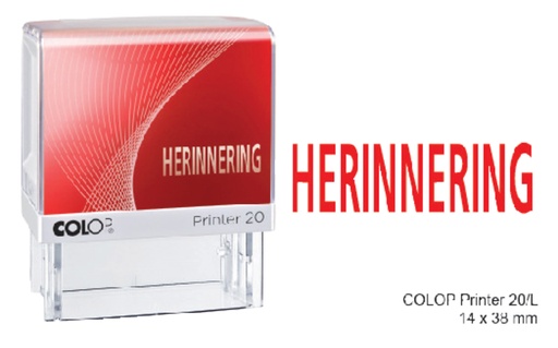 [350845] Cachet à Formule Colop Printer 20/L 'Herinnering' (Rappel) rouge