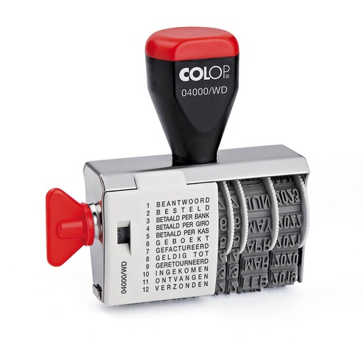 [351009] Woord-datumstempel Colop 04000/WD 12 teksten