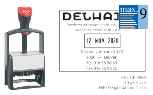 [351006] Cachet à Formules+Date Colop Heavy Duty 2860 Classic Line personnalisable rouge