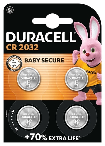 [413592] Batterij Duracell knoopcel 4xCR2032 lithium Ø20mm 3V-180mAh