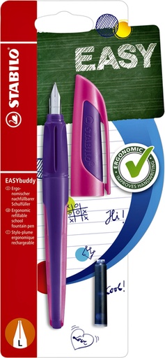 [600468] Vulpen STABILO Easybuddy linkshandig M paars/magenta blister à 1 stuk