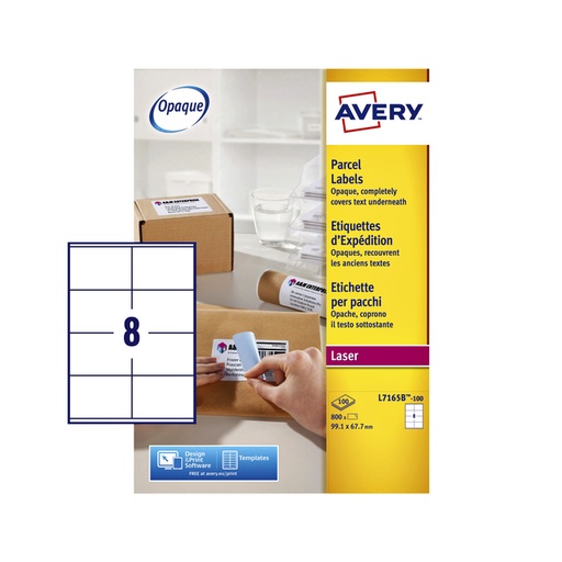 [811122] Etiquette Avery 7165B 99,1x67,7mm Opaque 800 pièces