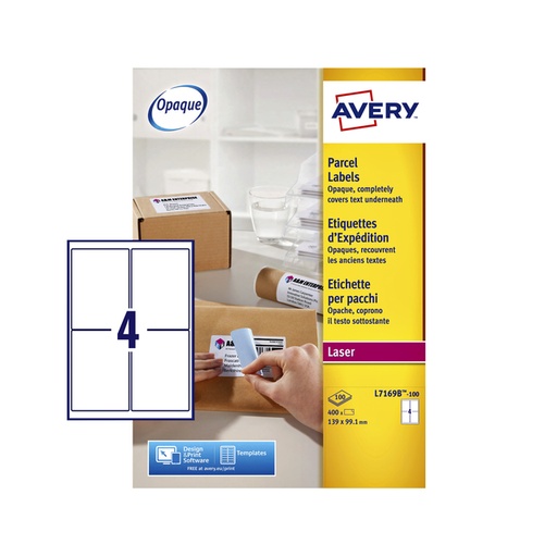 [811126] Etiket Avery L7169B-100 99.1x139mm blockout 400stuks