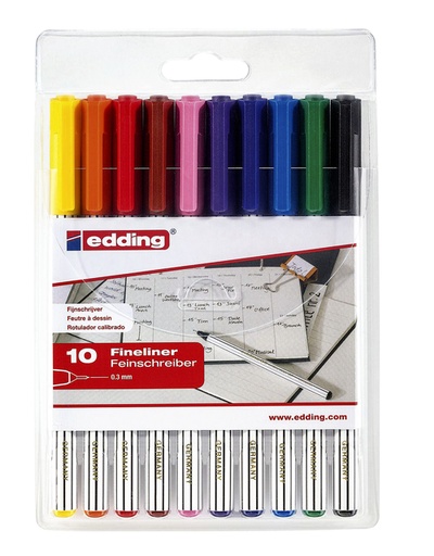 [632540] Fineliner Edding 89/10 fijn assorti blister à 10 stuks