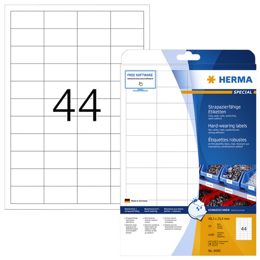 [817296] Etiquette HERMA 4690 48,3x25mm blanc 1100 pièces