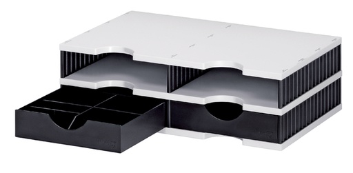 [391730] Module de classement Styrodoc A4 4 casiers noir/gris