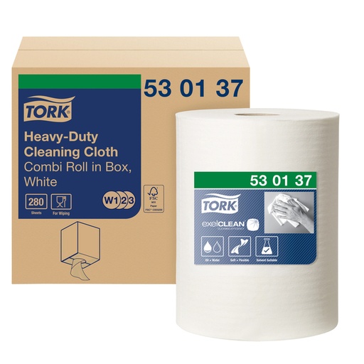 [892224] Chiffon de nettoyage Tork Premium Heavy-Duty 530137 1 épaisseur 106m blanc