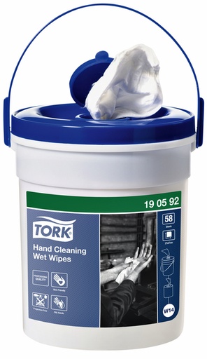 [892215] Handreinigingsdoek Tork W14 Premium emmer 1-laags 58 vel wit 190592