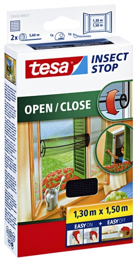 [890782] Insectenhor tesa® Insect Stop OPEN/CLOSE raam 1,3x1,5m zwart