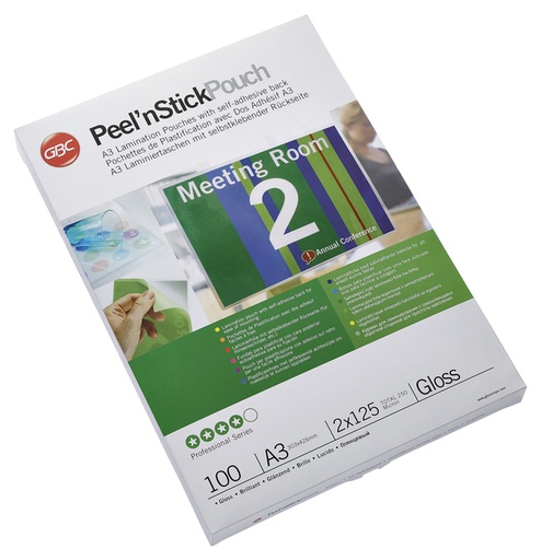 [535560] Pochette de plastification GBC A3 autocollant 2x 125 micron 100 pièces