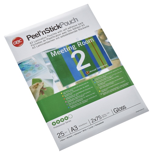 [535393] Pochette de plastification GBC A3 autocollante 2x75 microns 25 piéces