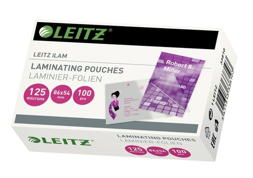 [535545] Pochette de plastification Leitz iLAM 54x86mm 2x125 microns EVA 100 pièces