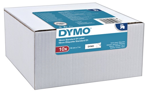 [817452] Labeltape Dymo LabelManager D1 polyester 9mm zwart op wit 10 stuks