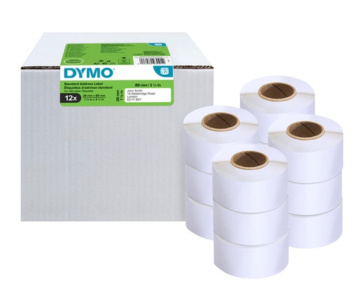 [817317] Etiquette adresse Dymo LabelWriter 28x89mm 12 rouleaux 130 pcs blanc